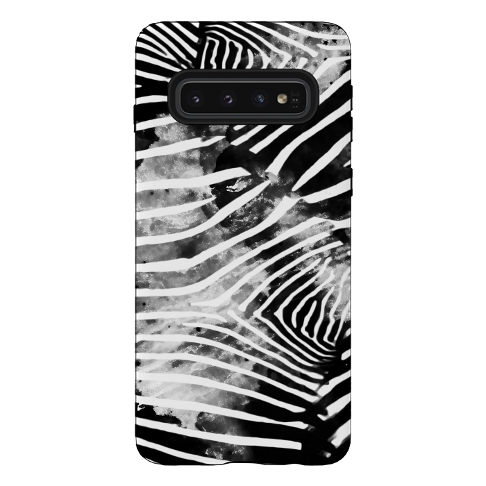 Galaxy S10 StrongFit Painted animal print zebra stripes by Oana 