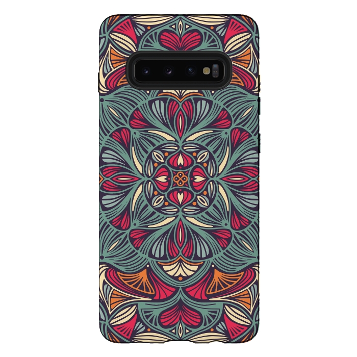 Galaxy S10 plus StrongFit Colorful Mandala Pattern 014 by Jelena Obradovic