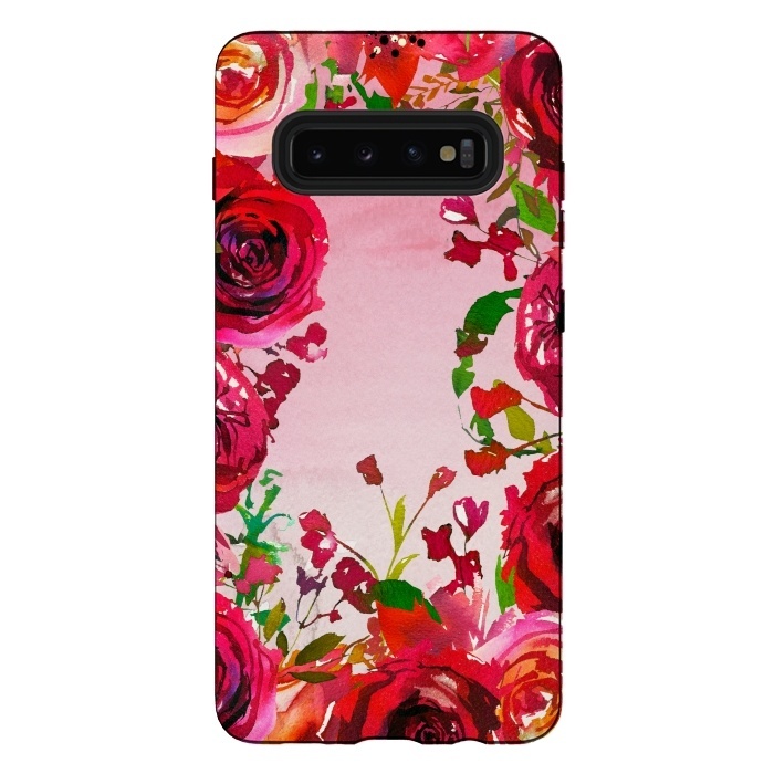 Galaxy S10 plus StrongFit Moody red Rose Flowers by  Utart