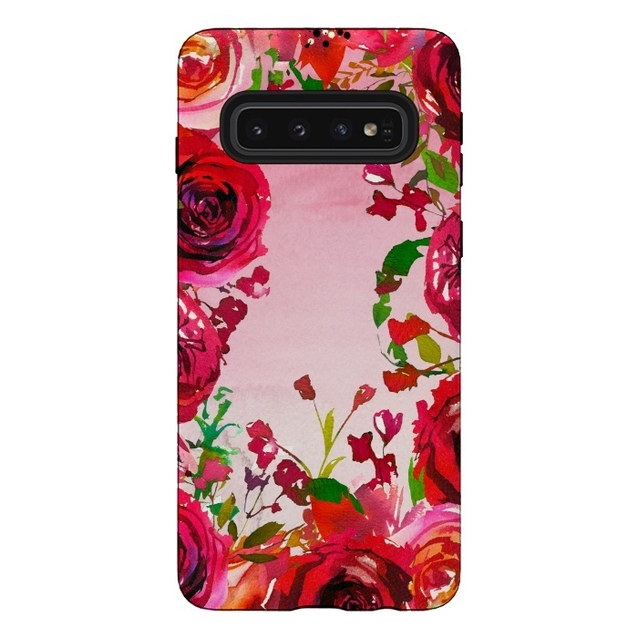 Galaxy S10 StrongFit Moody red Rose Flowers by  Utart