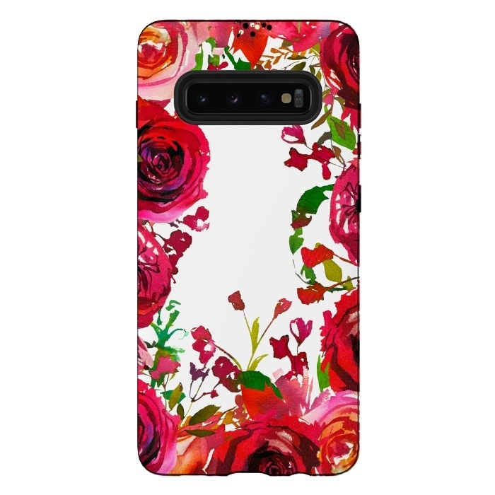 Galaxy S10 plus StrongFit Moody red roses on white by  Utart