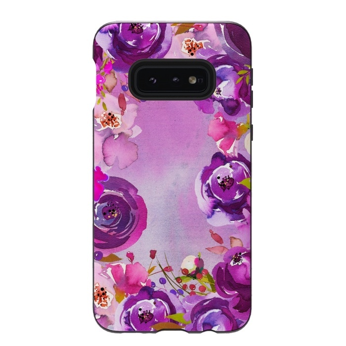 Galaxy S10e StrongFit Watercolor Hand drawn Purple Spring Flowers by  Utart