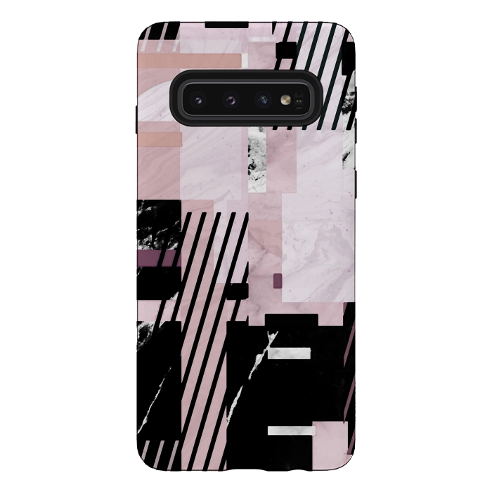Galaxy S10 StrongFit Modern geometric blush pink marble tiles by Oana 