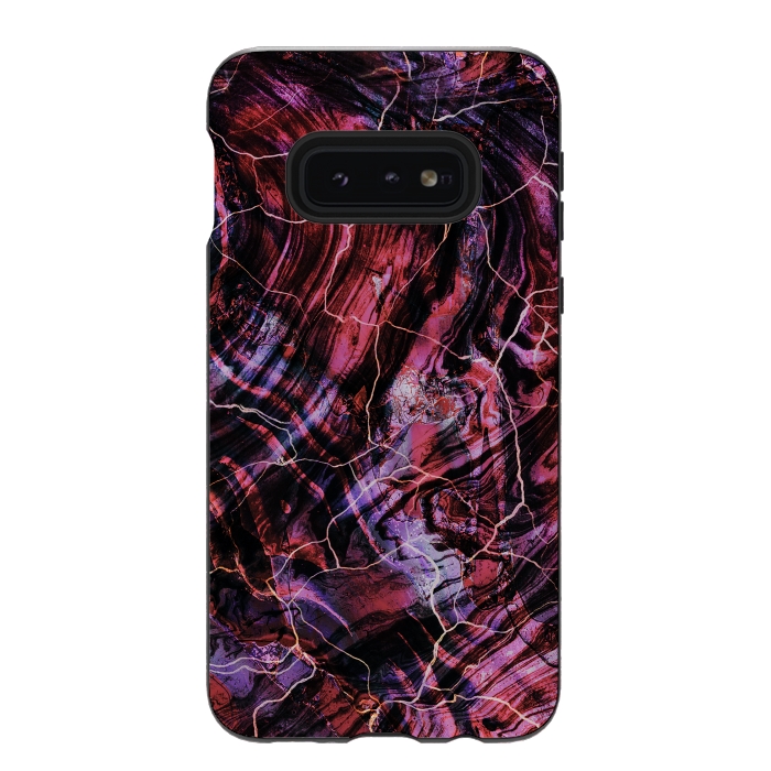 Galaxy S10e StrongFit Marble art - dark pink and purple by Oana 