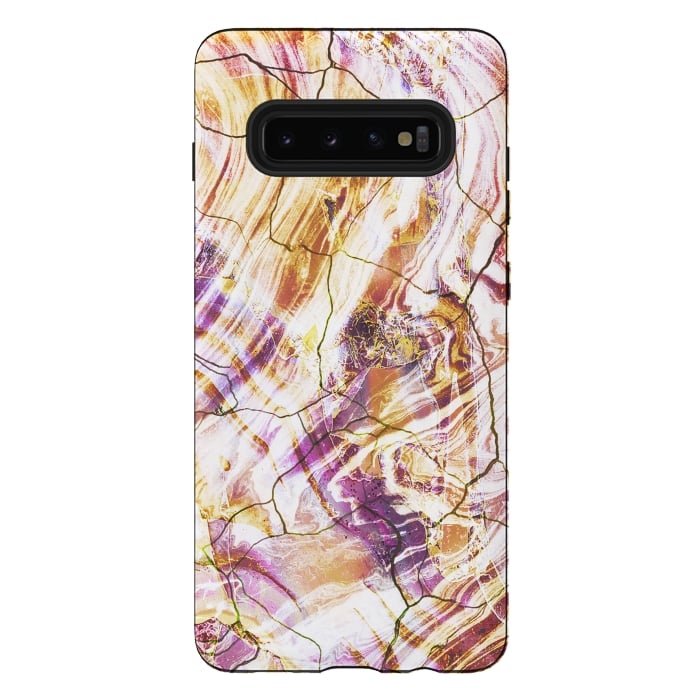 Galaxy S10 plus StrongFit Gold pink marble art by Oana 