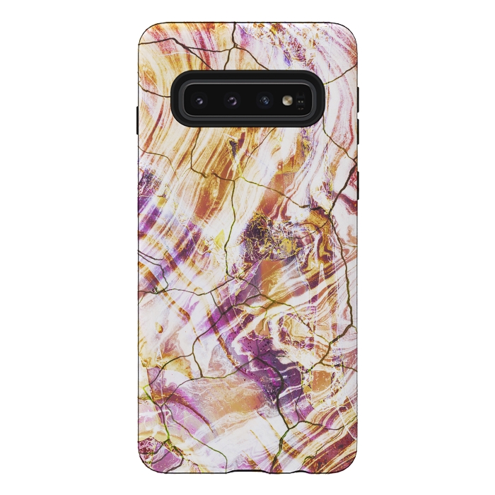 Galaxy S10 StrongFit Gold pink marble art by Oana 