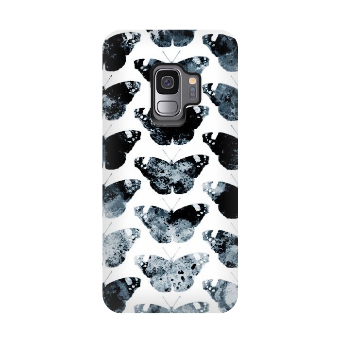 Galaxy S9 StrongFit Ink splattered butterfly pattern by Oana 