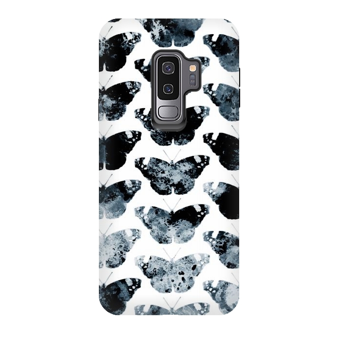 Galaxy S9 plus StrongFit Ink splattered butterfly pattern by Oana 