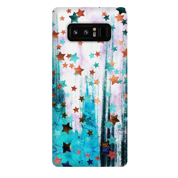 Galaxy Note 8 StrongFit Metalic gold copper stars on blue marble by Oana 