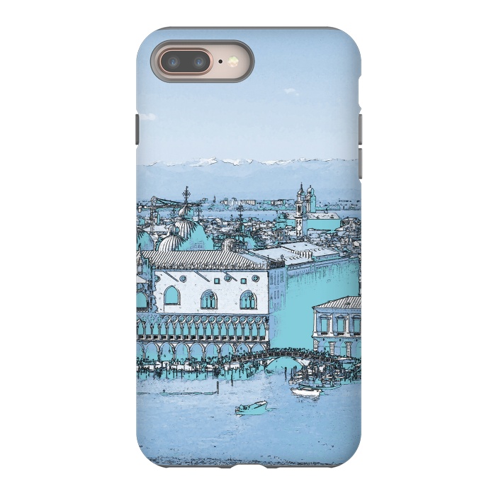 iPhone 7 plus StrongFit Blue watercolor painted Venice, Italy by Oana 