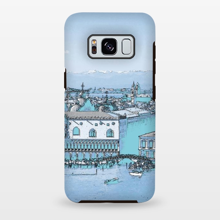 Galaxy S8 plus StrongFit Blue watercolor painted Venice, Italy by Oana 