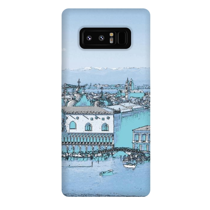 Galaxy Note 8 StrongFit Blue watercolor painted Venice, Italy by Oana 