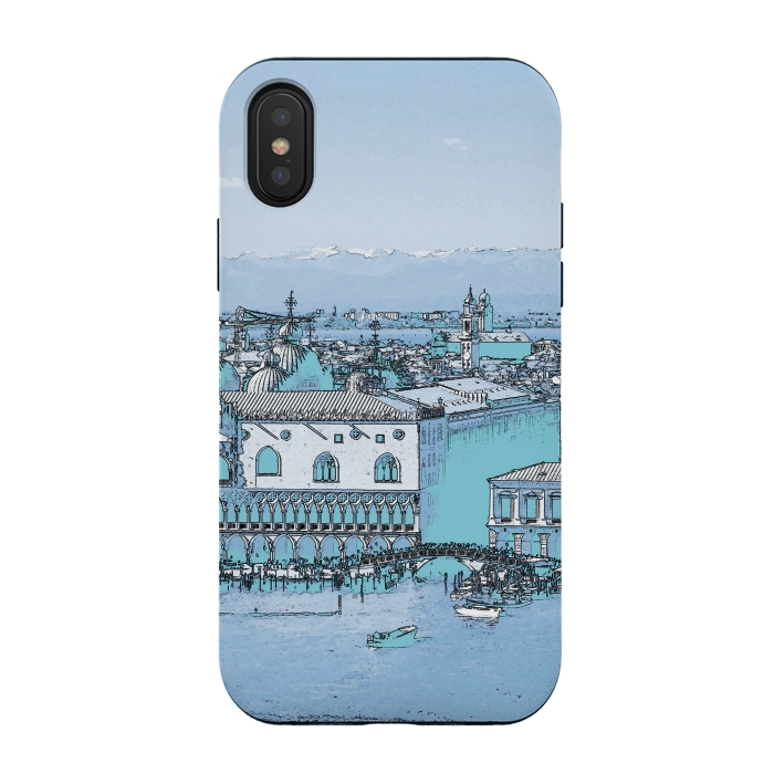 iPhone Xs / X StrongFit Blue watercolor painted Venice, Italy by Oana 