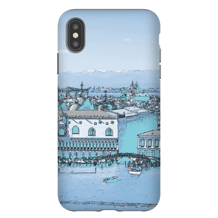 iPhone Xs Max StrongFit Blue watercolor painted Venice, Italy by Oana 