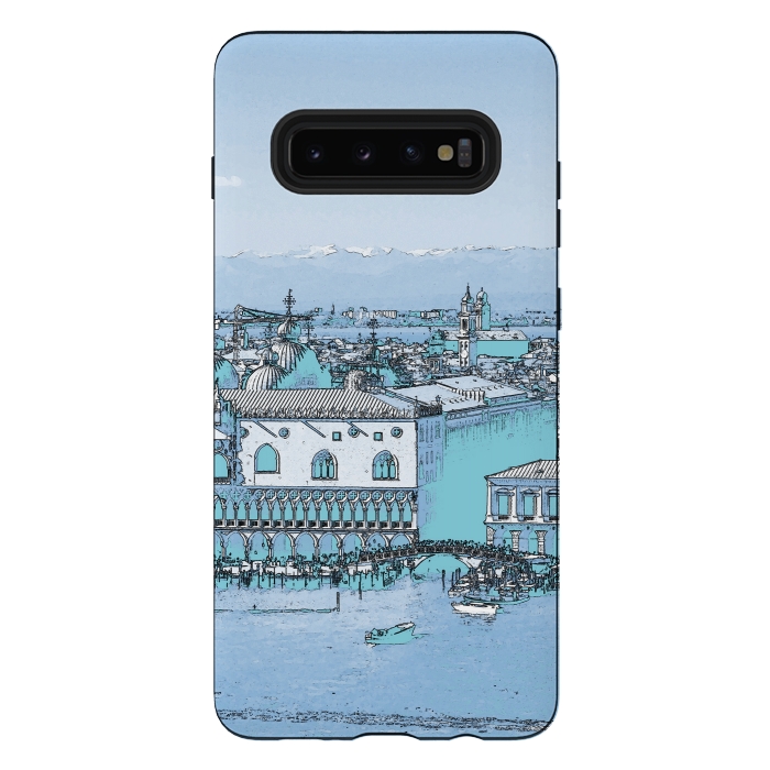 Galaxy S10 plus StrongFit Blue watercolor painted Venice, Italy by Oana 