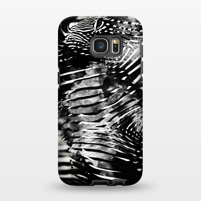 Galaxy S7 EDGE StrongFit Zebra stripes black and white ink animal print by Oana 