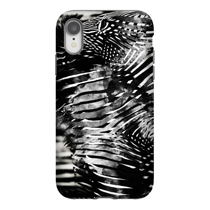 iPhone Xr StrongFit Zebra stripes black and white ink animal print by Oana 