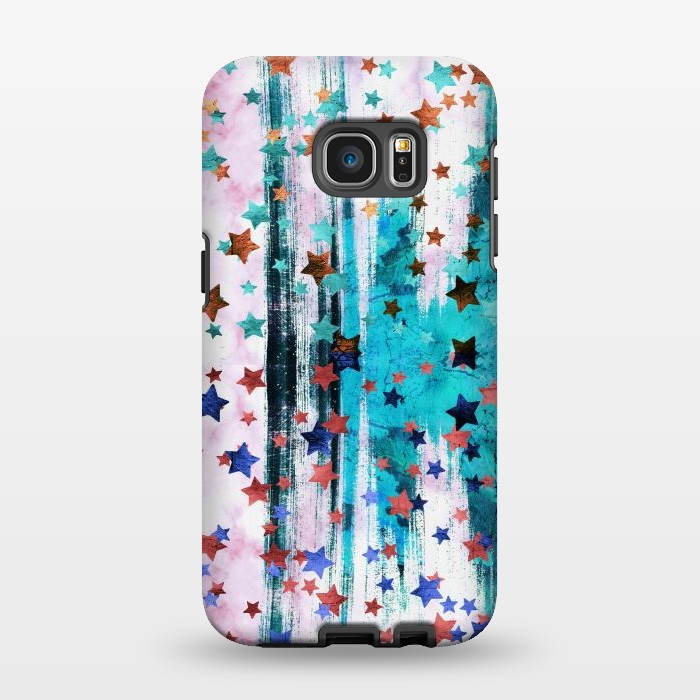 Galaxy S7 EDGE StrongFit Metallic stars on brushed marble by Oana 