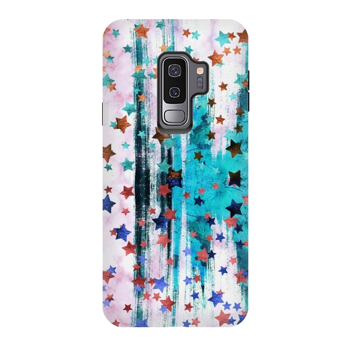 Galaxy S9 plus StrongFit Metallic stars on brushed marble by Oana 