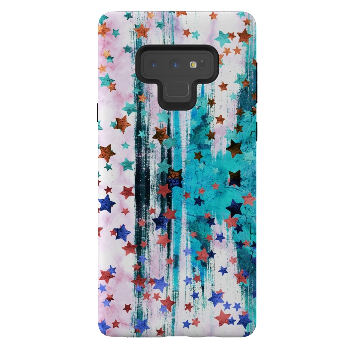 Galaxy Note 9 StrongFit Metallic stars on brushed marble by Oana 