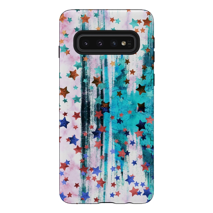 Galaxy S10 StrongFit Metallic stars on brushed marble by Oana 
