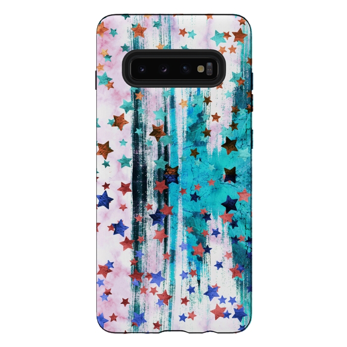 Galaxy S10 plus StrongFit Metallic stars on brushed marble by Oana 