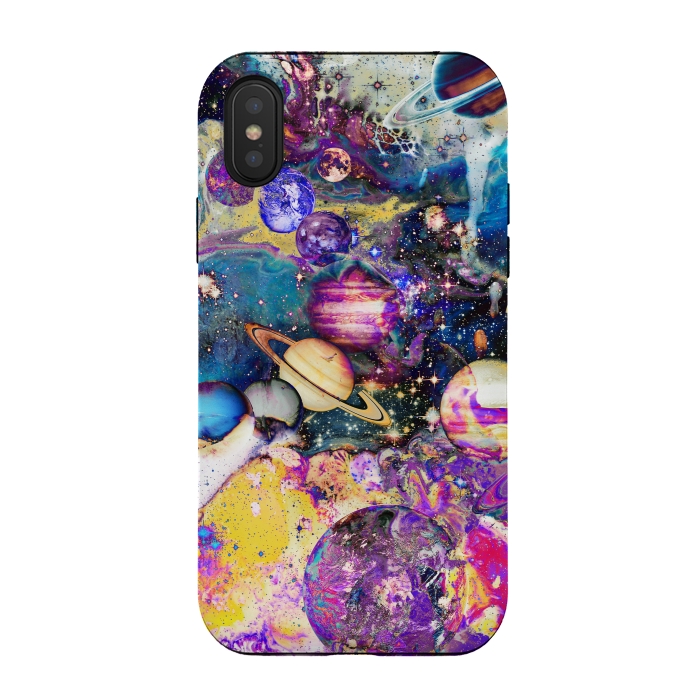iPhone Xs / X StrongFit Multicolor psychedelic planets and stars by Oana 