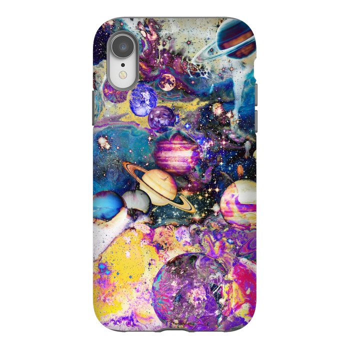 iPhone Xr StrongFit Multicolor psychedelic planets and stars by Oana 
