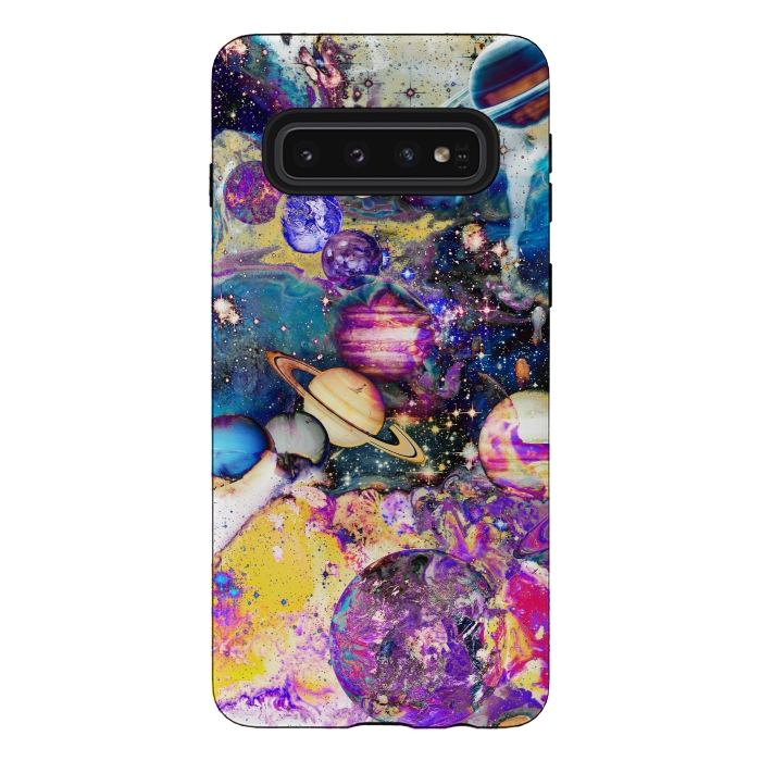 Galaxy S10 StrongFit Multicolor psychedelic planets and stars by Oana 
