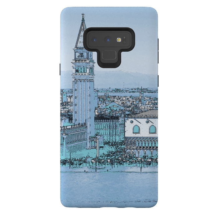 Galaxy Note 9 StrongFit Painted watercolor Venice San Marco Square by Oana 