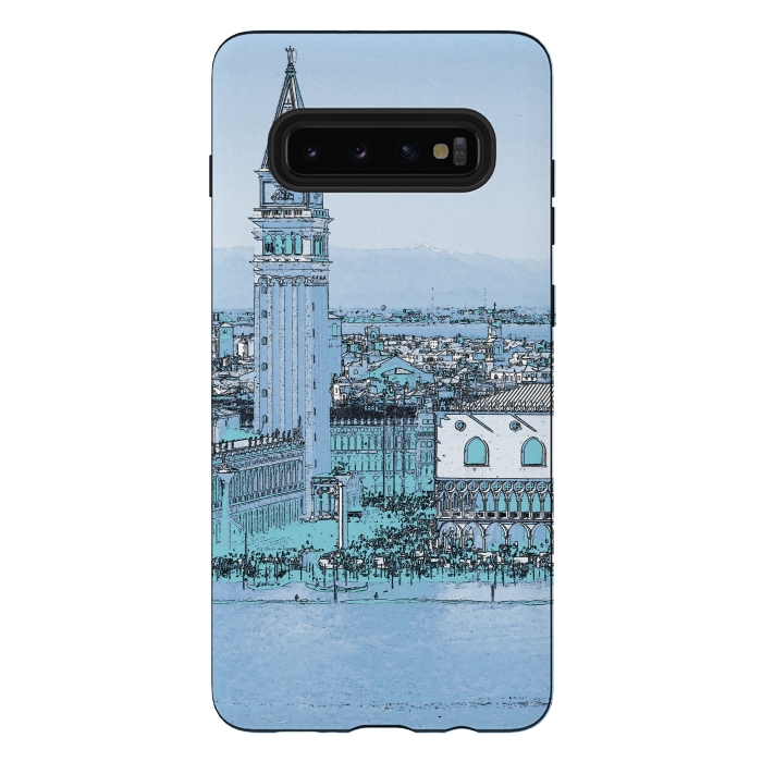 Galaxy S10 plus StrongFit Painted watercolor Venice San Marco Square by Oana 