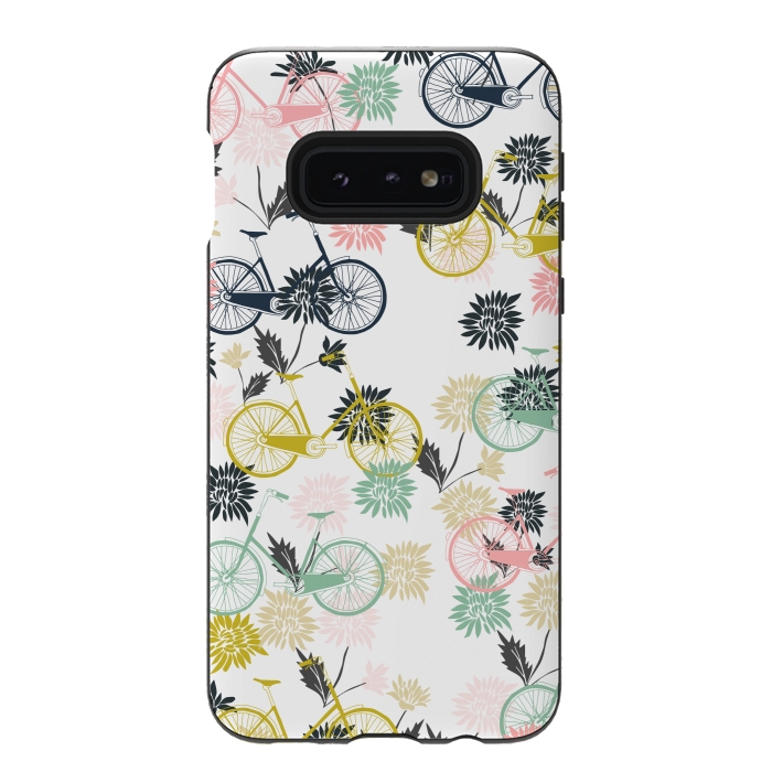 Galaxy S10e StrongFit Bicycle and Flowers by Karolina