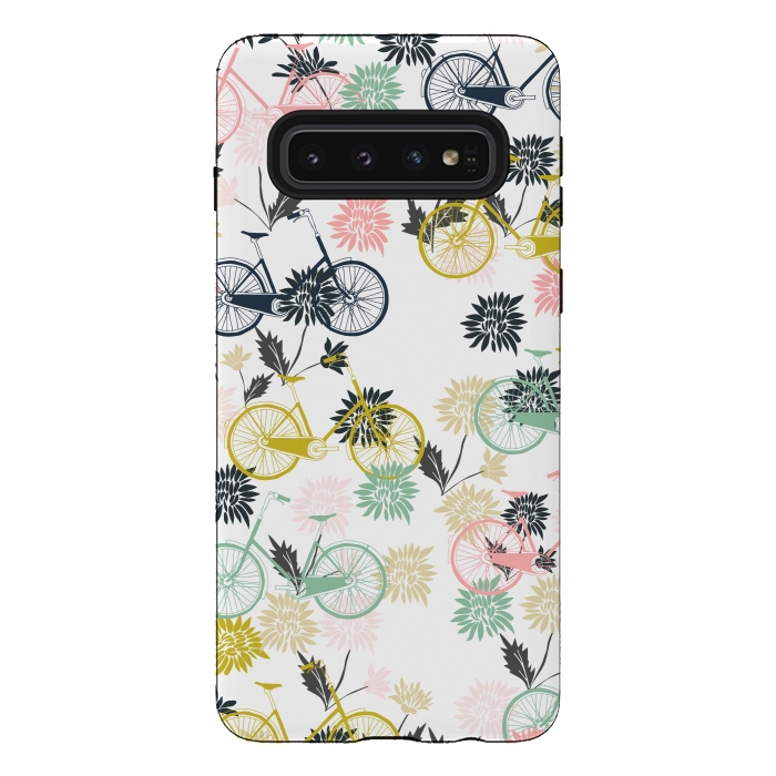 Galaxy S10 StrongFit Bicycle and Flowers by Karolina