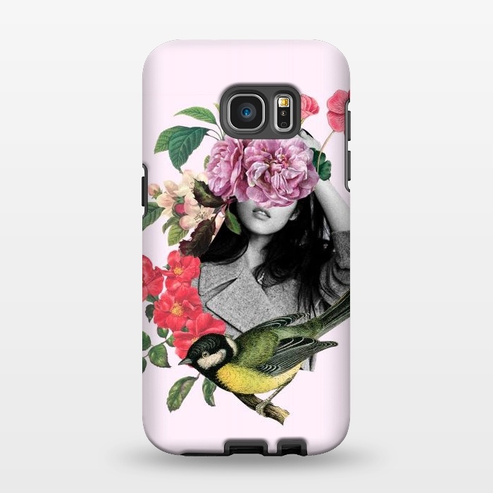 Galaxy S7 EDGE StrongFit Floral Girl & Bird by MARCOS COELHO