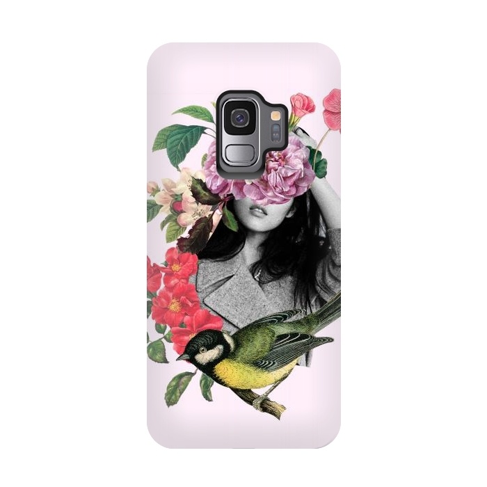 Galaxy S9 StrongFit Floral Girl & Bird by MARCOS COELHO