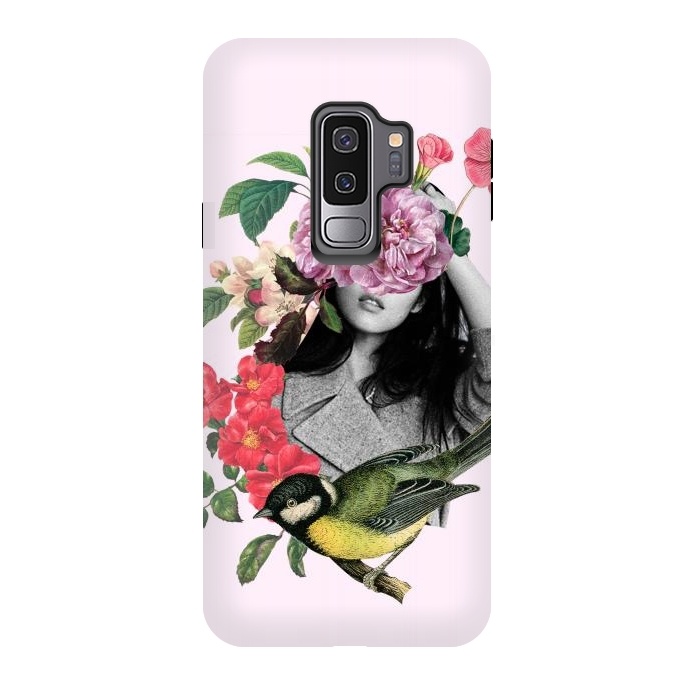 Galaxy S9 plus StrongFit Floral Girl & Bird by MARCOS COELHO
