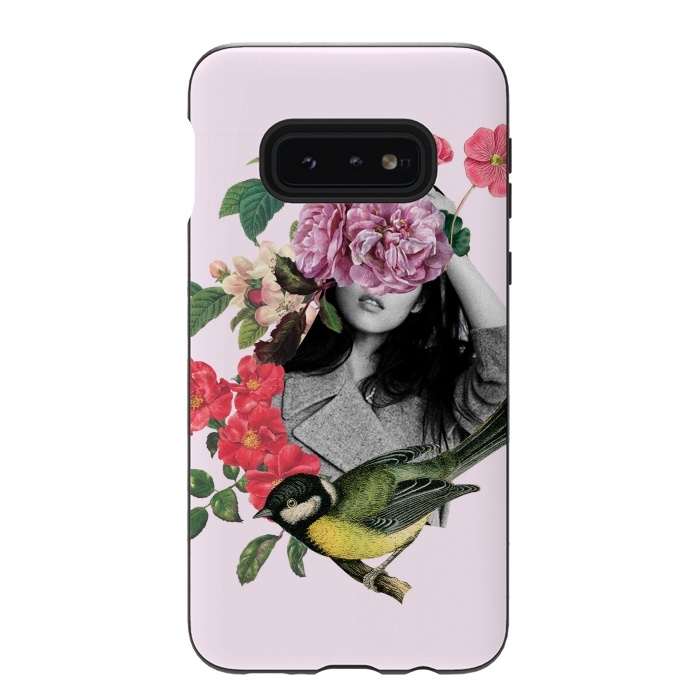 Galaxy S10e StrongFit Floral Girl & Bird by MARCOS COELHO