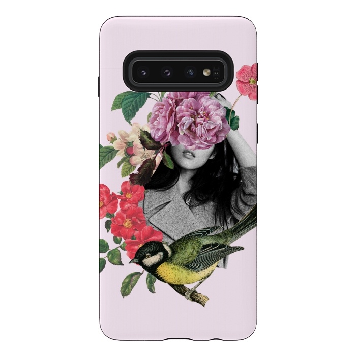 Galaxy S10 StrongFit Floral Girl & Bird by MARCOS COELHO