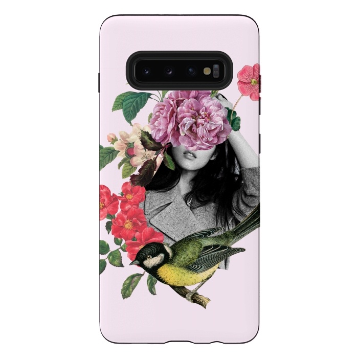 Galaxy S10 plus StrongFit Floral Girl & Bird by MARCOS COELHO