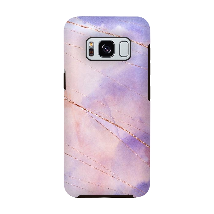 Galaxy S8 StrongFit Purple and Rosegold watercolor with gold veins by DaDo ART