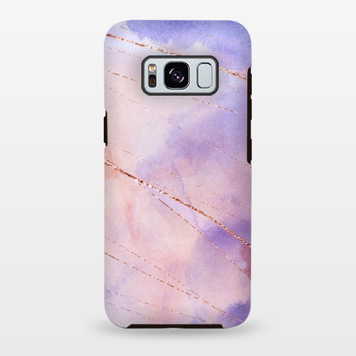 Galaxy S8 plus StrongFit Purple and Rosegold watercolor with gold veins by DaDo ART