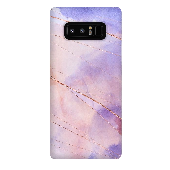 Galaxy Note 8 StrongFit Purple and Rosegold watercolor with gold veins by DaDo ART