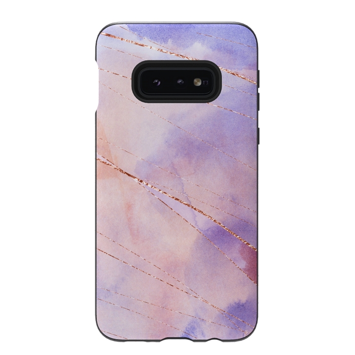 Galaxy S10e StrongFit Purple and Rosegold watercolor with gold veins by DaDo ART
