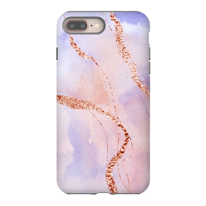 iPhone 7 plus StrongFit Blush and Purple Ink with Gold Hand drawn Metal Veins by DaDo ART