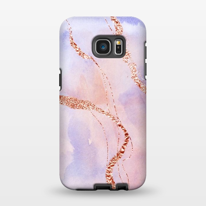 Galaxy S7 EDGE StrongFit Blush and Purple Ink with Gold Hand drawn Metal Veins by DaDo ART