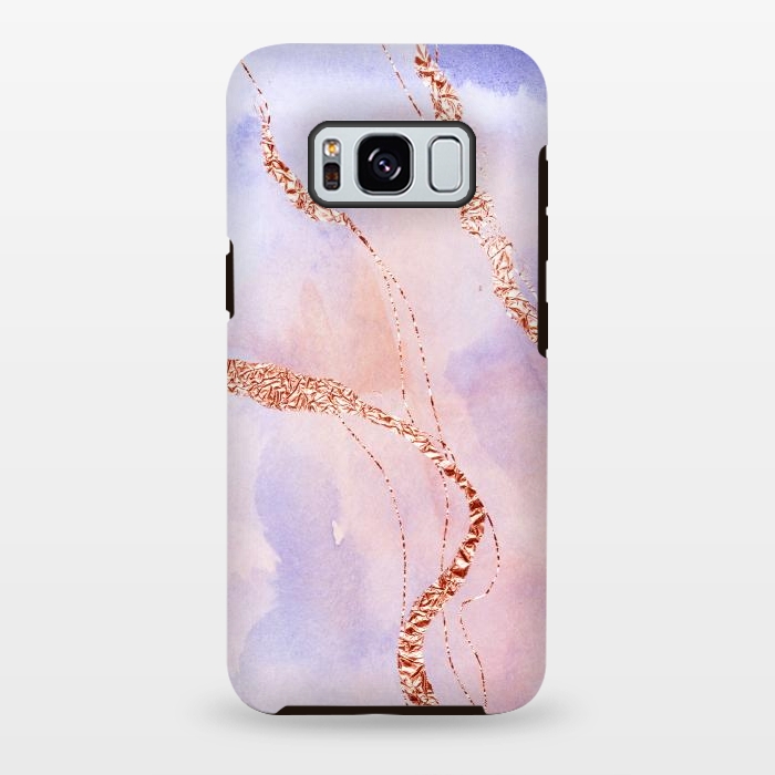 Galaxy S8 plus StrongFit Blush and Purple Ink with Gold Hand drawn Metal Veins by DaDo ART