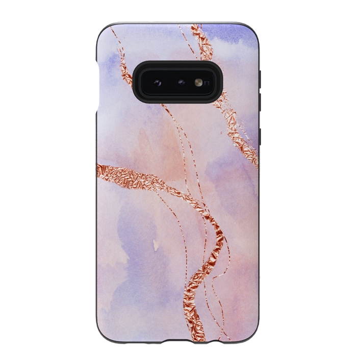 Galaxy S10e StrongFit Blush and Purple Ink with Gold Hand drawn Metal Veins by DaDo ART