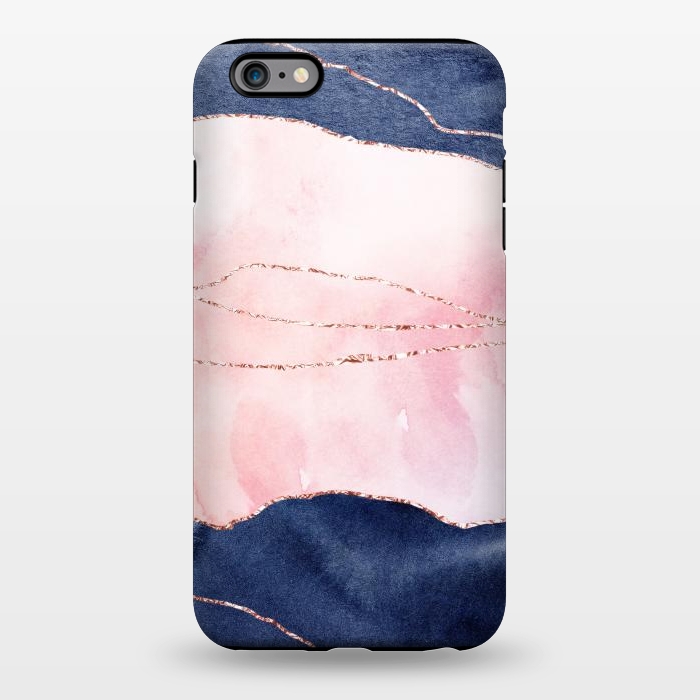 iPhone 6/6s plus StrongFit Pink and Blue Watercolor Texture with gold veins by DaDo ART