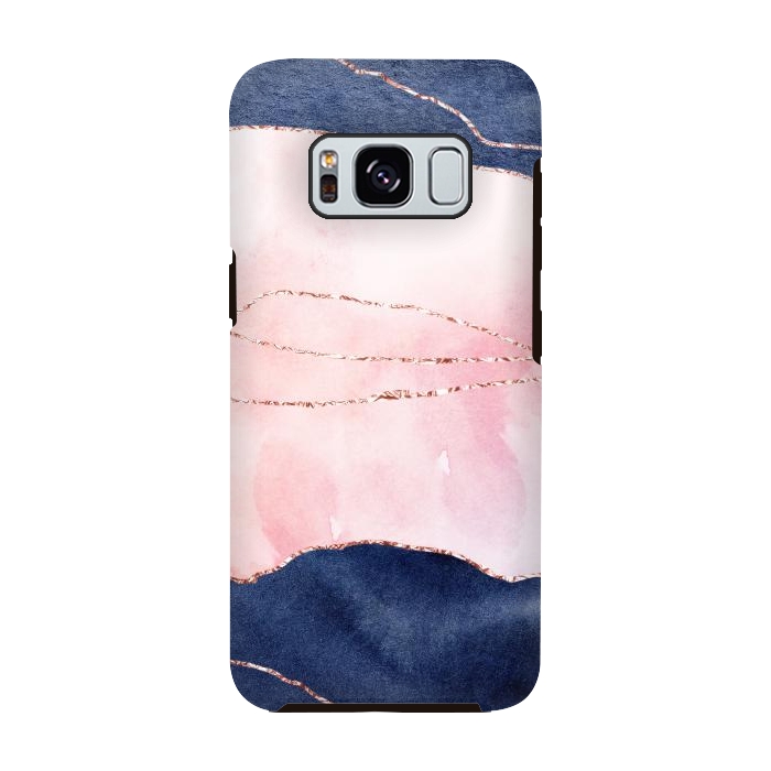 Galaxy S8 StrongFit Pink and Blue Watercolor Texture with gold veins by DaDo ART