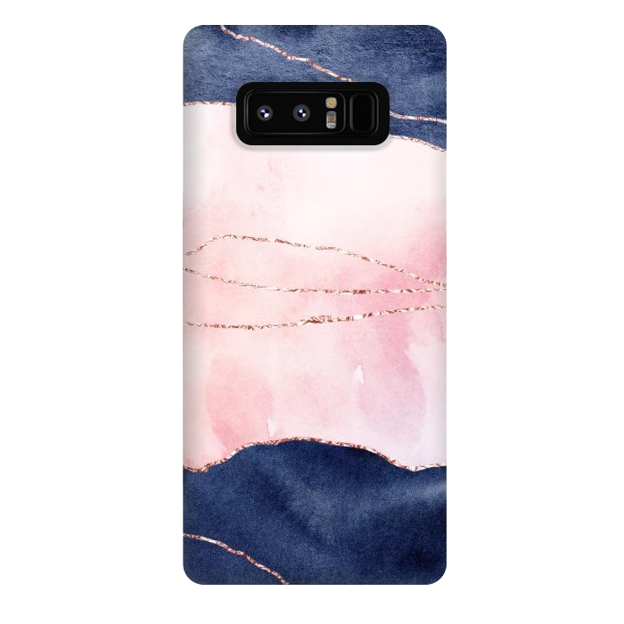 Galaxy Note 8 StrongFit Pink and Blue Watercolor Texture with gold veins by DaDo ART